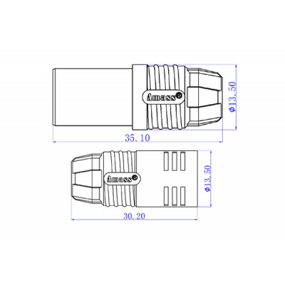 Конектори силові AMASS AS150 Male 2шт (чорний, червоний безіскровий)