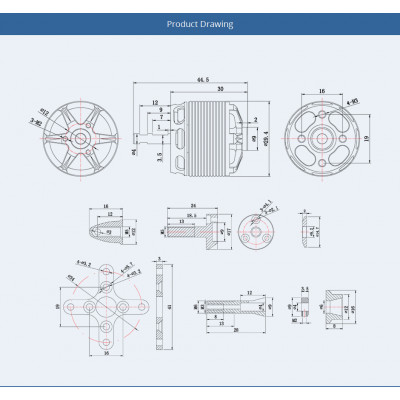 Мотор T-Motor AS2312 KV1150 3-4S 357W для літаків