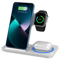 БЗП WIWU Wi-W020 3 in 1 wireless charger (Цвет White), Атикул 70329 |  купить на VILKI.NET - фото № 1
