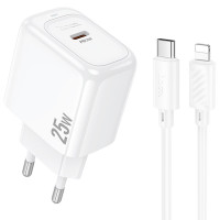 МЗП Hoco CS53A Surplus PD25W (1USB-C) + Type-C to Lightning (Цвет White), Атикул 74162 |  купить на VILKI.NET - фото № 1