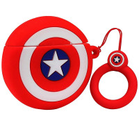 Силіконовий футляр Marvel & DC series для навушників AirPods 1/2 + кільце (Колір Капітан Америка / Червоний), Атикул 33729 |  купить на VILKI.NET - фото № 1
