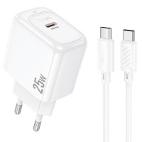 МЗП Hoco CS53A Surplus PD25W (1USB-C) + кабель Type-C to Type-C (Цвет White), Атикул 76417 |  купить на VILKI.NET - фото № 1