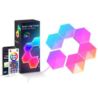 Модульный настінний світильник LED RGB 5V соты SAL-011B 6pcs Bluetooth USB with app (Цвет White), Атикул 70797 |  купить на VILKI.NET - фото № 1