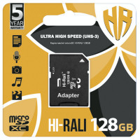 Карта пам'яті Hi-Rali microSDXC (UHS-3) 128 GB Card Class 10 з адаптером (Цвет Чорний), Атикул 53317 |  купить на VILKI.NET - фото № 1