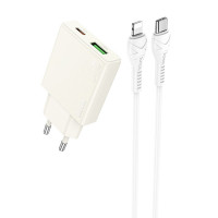 МЗП Hoco N45 Biscuit PD30W+QC3.0 + Type-C to Lightning (Цвет Moonlight white), Атикул 71065 |  купить на VILKI.NET - фото № 1