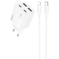 МЗП Hoco N55 Fundador PD20W four-port (2USB-A/2C) + Type-C to Lightning (Цвет White), Атикул 74138 |  купить на VILKI.NET - фото № 1