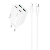 МЗП Hoco N56 Fundador PD30W four-port (2C2A) + Type-C to Lightning (Цвет White), Атикул 74169 |  купить на VILKI.NET - фото № 1