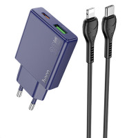 МЗП Hoco N45 Biscuit PD30W+QC3.0 + Type-C to Lightning (Цвет Titanium blue), Атикул 71065 |  купить на VILKI.NET - фото № 1