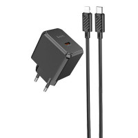 МЗП HOCO CS13A Ocean PD20W (1USB-C) + Type-C to Lightning (Цвет Black), Атикул 75050 |  купить на VILKI.NET - фото № 1