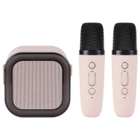 Bluetooth колонка K12 + 2 микрофона (Цвет Pink), Атикул 74209 |  купить на VILKI.NET - фото № 1