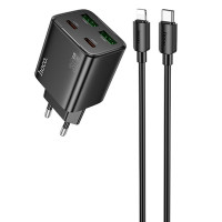 МЗП Hoco N56 Fundador PD30W four-port (2C2A) + Type-C to Lightning (Цвет Black), Атикул 74169 |  купить на VILKI.NET - фото № 1