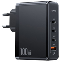 МЗП Usams US-CC163 T50 100W 4 Ports ACCC GaN Fast Charger (Цвет Black), Атикул 62678 |  купить на VILKI.NET - фото № 1