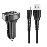 АЗП Usams C13 2.1A Dual USB + U35 Micro USB cable (1m) (Цвет Чорний), Атикул 36190 |  купить на VILKI.NET - фото № 1