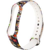 Силіконовий ремінець з малюнком для Xiaomi Mi Band 5 / 6 (Цвет Кольорові черепи / Чорний), Атикул 37970 |  купить на VILKI.NET - фото № 1