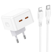 МЗП Borofone BA76A Source PD35W (2Type-C) + Type-C to Lightning (Цвет White), Атикул 64410 |  купить на VILKI.NET - фото № 1