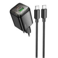 МЗП Hoco N53 Monsoon PD30W+QC3.0 (1USB-A/1C) + Type-C to Type-C (Цвет Black), Атикул 74140 |  купить на VILKI.NET - фото № 1