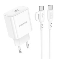МЗП Borofone BA81A PD20W (1USB-C) + Type-C to Type-C (Цвет White), Атикул 74959 |  купить на VILKI.NET - фото № 1