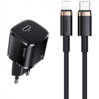 МЗП Usams US-XFK T36 20W 1C Charger + US-SJ484 U63 Type-C to Lightning 20W PD (Цвет Black), Атикул 62680 |  купить на VILKI.NET - фото № 1