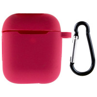 Силіконовий футляр New з карабіном для навушників Airpods 1/2 (Колір Червоний / Rose Red), Атикул 49909 |  купить на VILKI.NET - фото № 1