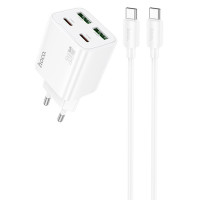 МЗП Hoco N55 Fundador PD20W four-port (2USB-A/2C) + Type-C to Type-C (Цвет White), Атикул 74141 |  купить на VILKI.NET - фото № 1
