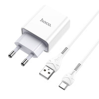 МЗП HOCO C81A (1USB/2.1A) + Type-C (Цвет Білий), Атикул 42360 |  купить на VILKI.NET - фото № 1