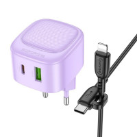 МЗП Borofone BAS22A Fortune PD20W+QC3.0 (1C1A) + Type-C to Lightning (Цвет Purple), Атикул 68999 |  купить на VILKI.NET - фото № 1