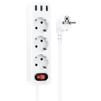 Подовжувач Hoco NS2 (3USB/3xSocket) (Цвет Білий), Атикул 62806 |  купить на VILKI.NET - фото № 1