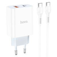 МЗП HOCO C97A PD20W+QC3.0 (1USB/1Type-C/3A) + Type-C to Type-C (Цвет Білий), Атикул 62809 |  купить на VILKI.NET - фото № 1