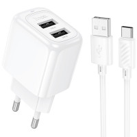 МЗП Hoco CS51A Surplus (2USB-A) + Type-C (Цвет White), Атикул 74180 |  купить на VILKI.NET - фото № 1