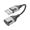 Перехідник BOROFONE BV19 Creator 2-in-1 external sound card for headset USB to 3.5mm Black (Черный)- № 2