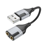Перехідник BOROFONE BV19 Creator 2-in-1 external sound card for headset USB to 3.5mm Black (Цвет Черный) - фото № 2