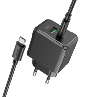 Мережевий зарядний пристрій HOCO CS14A Ocean PD20W+QC3.0 charger set(Type-C to Type-C) Black (Цвет 7073) - фото № 2