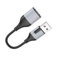 Перехідник BOROFONE BV19 Creator 2-in-1 external sound card for headset USB to 3.5mm Black (Цвет Черный) - фото № 4
