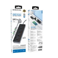Мережевий подовжувач BOROFONE BAC5A Lord 5 position socket(PD20W/1C3A)(EU) Black (Цвет 7073) - фото № 6