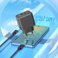 Мережевий зарядний пристрій HOCO CS14A Ocean PD20W+QC3.0 charger set(Type-C to Type-C) Black (Цвет 7073) - фото № 7