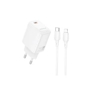 Мережевий зарядний пристрій BOROFONE BN26 Fuente single-port PD20W charger set (C to iP) (EU) White