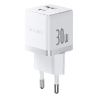 Мережевий зарядний пристрій Baseus Palm Fast Charger C+U 30W EU Moon White