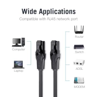 Мережевий кабель Vention Flat Cat.6 UTP Patch Cable 1.5M Black (Колір 7073) - фото № 2