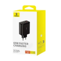 Мережевий зарядний пристрій Baseus Cube Pro Fast Charger 2C+U 65W EU Cluster Black (Колір Cluster Black) - фото № 2
