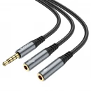 Адаптер HOCO UPA21 2-in-1 3.5 headset audio adapter cable(male to 2*female) Metal gray