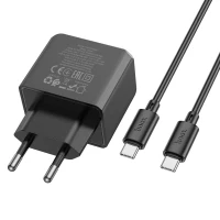 Мережевий зарядний пристрій HOCO CS14A Ocean PD20W+QC3.0 charger set(Type-C to Type-C) Black (Цвет 7073) - фото № 6
