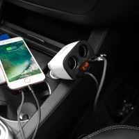 Автомобільний зарядний пристрій HOCO Z28 Power ocean cigarette lighter in-car charger with digital display White (Колір 7068) - фото № 3