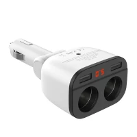 Автомобільний зарядний пристрій HOCO Z28 Power ocean cigarette lighter in-car charger with digital display White (Колір 7068) - фото № 2