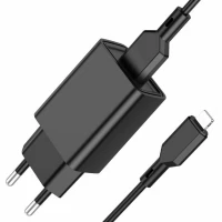Мережевий зарядний пристрій BOROFONE BA68A Glacier single port charger set(iP) 10.5W Black