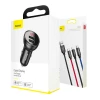 Автомобільний зарядний пристрій Baseus Digital Display Dual USB 4.8A Car Charger 24W+Three Primary Colors 3-in-1 Cable1.2M (Black)- № 4