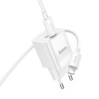 Мережевий зарядний пристрій HOCO C147A Charm PD20W+QC3.0 charger set (C to iP)(EU) White (Цвет Білий) - фото № 4