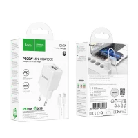 Мережевий зарядний пристрій HOCO C147A Charm PD20W+QC3.0 charger set (C to iP)(EU) White (Цвет Білий) - фото № 2