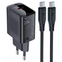 Мережевий зарядний пристрій ACEFAST A82 PD20W GaN single USB-C charger set (P5) (EU) Black