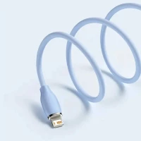 Кабель Baseus Jelly Liquid Silica Gel Fast Charging Data Cable USB to iP 2.4A 2m Blue (Цвет Синий) - фото № 8