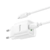 Мережевий зарядний пристрій HOCO C147A Charm PD20W+QC3.0 charger set (C to iP)(EU) White (Білий)- № 5